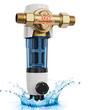 Filtru sedimente pentru toata casa, Centrifugal, 40 microni, Debit 4 T/h, Instalare universala, 3/4" GM + 1" GM + 3/4" GF, supapa curatare