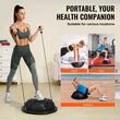 Dispozitiv jumatate minge pentru echilibru fitness, Pompa picior, max 300 kg, Diametru 580 mm, 2 x benzi elastic, Negru