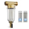 Filtru sedimente pentru toata casa, Centrifugal, 40 si 300 microni, Debit 4 T/h, Instalare universala, 3/4" GF + 1" GM, supapa curatare