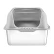 Litiera pentru pisici, marime XL, Cutie Inox inaltime 15 cm, pentru 30 zile, Gri deschis