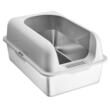 Litiera pentru pisici, marime XL, Cutie Inox inaltime 15 cm, pentru 30 zile, Gri deschis