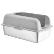 Litiera pentru pisici, marime XL, Cutie Inox inaltime 15 cm, pentru 30 zile, Gri deschis