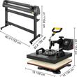 Kit Presa termica 5 in 1 pentru transfer tricouri/sepci/cani, Plotter, 1200 W, 0 - 250 ℃, Placa de încălzire 38 x 38 cm