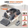Litiera pentru pisici, marime XL, Cutie Inox inaltime 15 cm, pentru 30 zile, Gri inchis, antiaderenta