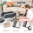 Litiera pentru pisici, marime XL, Cutie Inox inaltime 15 cm, pentru 30 zile, Gri inchis, antiaderenta