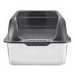 Litiera pentru pisici, marime XL, Cutie Inox inaltime 15 cm, pentru 30 zile, Gri inchis, antiaderenta