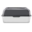 Litiera pentru pisici, marime XL, Cutie Inox inaltime 15 cm, pentru 30 zile, Gri inchis, antiaderenta