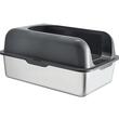 Litiera pentru pisici, marime XL, Cutie Inox inaltime 15 cm, pentru 30 zile, Gri inchis, antiaderenta