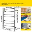 Calorifer electric pentru baie, 8 x elementi, Inox, IP55, 800 x 610 x 155 mm, 125 W, Temporizator