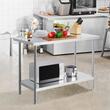 Masa de lucru Inox, pentru preparare alimente, 610x1219x864 mm, 1 x rafturi