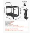 Carucior pliabil cu platforma, Otel, Negru, Capacitate 317 kg, 2 x niveluri, 730 x 470 x 820 mm