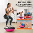 Dispozitiv jumatate minge pentru echilibru fitness, Pompa picior, max 680 kg, Diametru 660 mm, 2 x benzi elastic, Roz