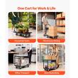 Carucior pliabil cu platforma, Otel, Negru, Capacitate 317 kg, 2 x niveluri, 730 x 470 x 820 mm