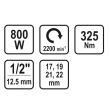 Pistol de impact electric 1/2", 800 W Sthor 57091