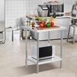 Masa de lucru Inox, pentru preparare alimente, 610x762x864 mm, 1 x rafturi, Inaltime reglabila