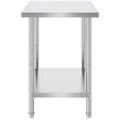 Masa de lucru Inox, pentru preparare alimente, 610x762x864 mm, 1 x rafturi, Inaltime reglabila