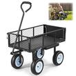 Carucior de gradina 2 in 1, Otel, Capacitate 226 kg, Otel, panouri detasabile, 860 x 460 x 225 mm, anvelope PU anti-pana, Negru
