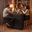 Masa bar in forma L, 4 x Niveluri, max 136 kg, lemn, Negru, 1300 x 1000 x 1120 mm