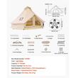 Cort iurta 4 sezoane, Diametru 5 m, Inaltime 3.7 m, 5-7 persoane, Orificiu cos soba, panza respirabila, bej