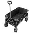 Carucior pentru plaja, Pliabil, max 100 kg, Negru, roti PVC, maner reglabil 66 – 107.5 cm, dispozitiv de blocare roti