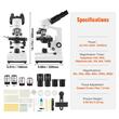 Microscop binocular compus, Profesional, Zoom 40-2500x, Iluminare LED reglabilă, 220 x 140 x 360 mm