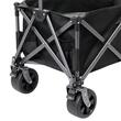 Carucior pentru plaja, Pliabil, max 100 kg, Negru, roti PVC, maner reglabil 66 – 107.5 cm, dispozitiv de blocare roti