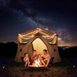 Cort instant pop-up, 229x229 cm, Inaltime 212 cm, 4 persoane, ferestre ventilatie, Bej