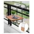 Masa suspendata, pliabila, pentru balcon, Otel Inoxidabil/MDF, max 25 kg, 595 x 620 x 800 mm, Maro/Negru