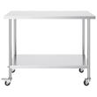 Masa de lucru Inox, pentru preparare alimente, 610 x 1219 x 954,6 mm, 1 x rafturi, 4 x roti