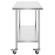 Masa de lucru Inox, pentru preparare alimente, 610 x 1219 x 954,6 mm, 1 x rafturi, 4 x roti