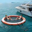 Doc plutitor gonflabil rotund, Diametru 3.05 m, portocaliu, Scara, suprafata antiderapanta, pompa, geanta