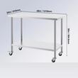Masa de lucru Inox, pentru preparare alimente, 610 x 1219 x 954,6 mm, 1 x rafturi, 4 x roti