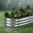 Set 2 x Jardiniere fara fund, Metal, Gri, 1200 x 600 x 300 mm, Suprainaltat
