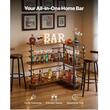 Masa bar in forma L, 3 x Niveluri, Lumina Led, max 100 kg, Otel/Lemn, Maro/Negru, 1200 x 900 x 1095 mm