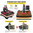 Presa termica 5 in 1 pentru transfer tricouri/sepci/cani, 1000 W, 0 - 210 ℃, Placa de încălzire 38 x 38 cm, rotație de 360°, Rosu/Negru