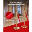 Set 2 franghii din catifea rosie si capete aurii pentru stalpi de delimitare, Lungime 1.5 m, miez dens din spuma