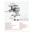 Masina profesionala de tocat carne, 750 W, 2 x site, 3 x Accesoriu carnati, Inox, Motor fara perii, 4.2 kg/min
