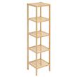 Raft multifunctional cu 5 etaje, Bambus, 330 x 330 x 1470 mm, pentru plante, carti, decoratiuni