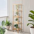 Raft multifunctional cu 5 etaje, Bambus, 330 x 330 x 1470 mm, pentru plante, carti, decoratiuni