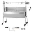 Gratar pe carbune cu rotisor electric 52W, Otel Inoxidabil, Roti blocabile, inaltime de gatit reglabila, 1310x435x1158 mm, 4 roti blocabile
