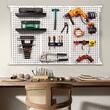 Organizator de perete, Otel, carlige si rafturi, pentru scule, 3 x paneluri, dimensiune totala 1219 x 814 mm, max 225 kg