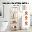 Raft multifunctional cu 5 etaje, Bambus, 330 x 330 x 1470 mm, pentru plante, carti, decoratiuni