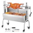 Gratar pe carbune cu rotisor electric 52W, Otel Inoxidabil, Roti blocabile, inaltime de gatit reglabila, 1310x435x1158 mm, 4 roti blocabile