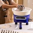 Roata de olarit profesionala electrica, cu pedala, 450 W, diametru placa 28 cm, Ecran tactil, 50-300 rpm, Albastru