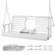 Leagan din lemn de cedru, 3 persoane, Suport sticle rabatabil, Alb, Lanturi si accesorii prindere, 1523x710x600 mm, max 362 kg