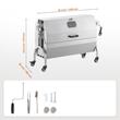 Gratar pe carbune cu capac si rotisor electric 52W, Otel Inoxidabil, 4 Roti blocabile, inaltime de gatit reglabila, 1320x500x878 mm, Termometru