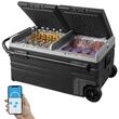 Frigider auto cu compresor, 95 l, 2 x zona racire, 1005 x 571 x 465 mm, 12/24 V DC, 110-240 V AC, -20 ℃ pana la 20 ℃, Bluetooth, 80 W, tip troller, 2 x roti