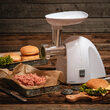 Masina de tocat carne cu accesorii carnati 1500 W, Alb, 3 site, 2 viteze, accesoriu de ras