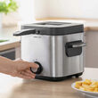 Friteuza cu ulei, Inox, 900 W, capacitate 1.5 l, maner detasabil, 210 x 270 x x 220 mm