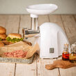 Masina de tocat carne cu accesorii carnati 1500 W, Alb, 3 site, 2 viteze, accesoriu de ras